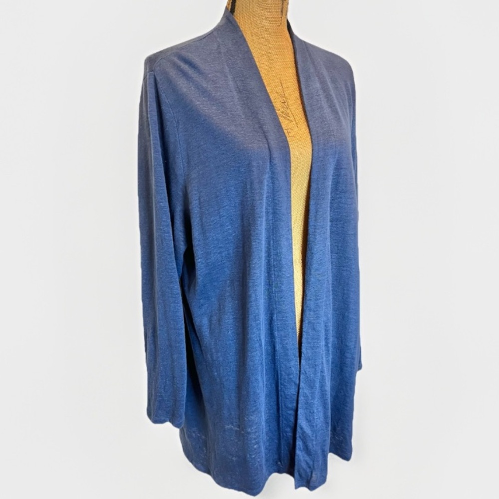 J. Jill Love Linen 100% Linen Open Front Cardigan Sweater Blue Size 2X